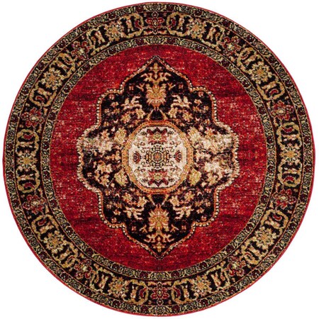 Safavieh 3 x 3 ft. Vintage Hamadan Power Loomed Round Area Rug; Red & Multi Color VTH219A-3R